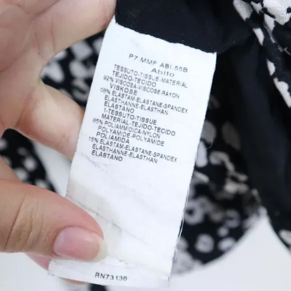 Max Mara IT 42 US 8 Soft Jersey Knit Tie Waist V Neck Dress Black Leopard Print - Picture 10 of 10